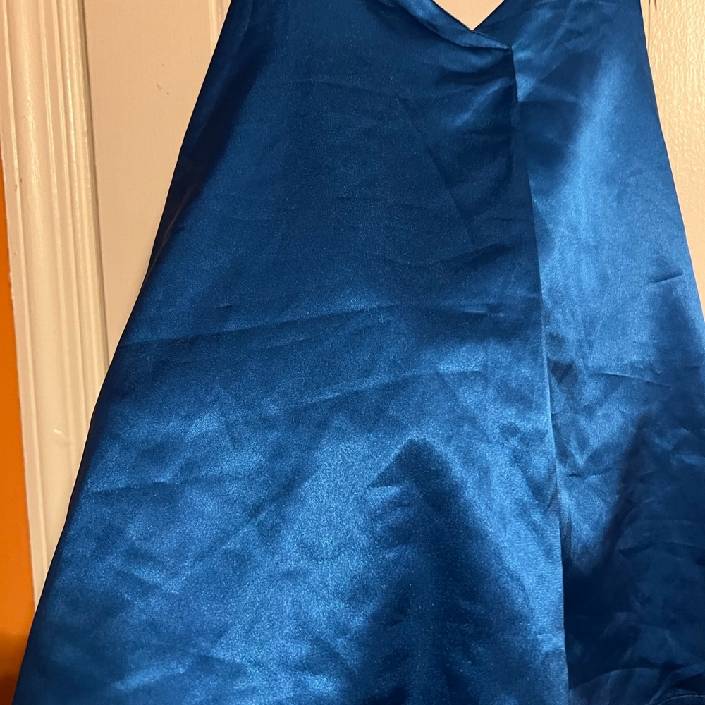 Colors Blue Satin Blouse